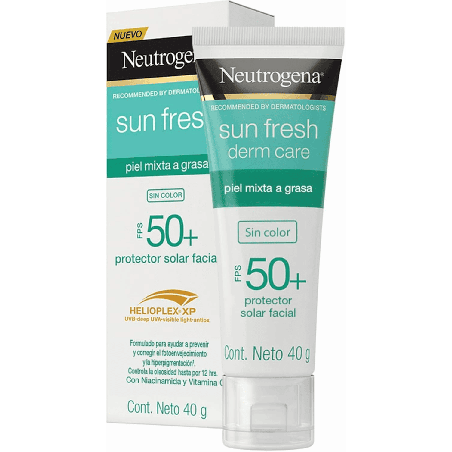 Sun Fresh Protector Solar Facial Sin Color Derm Care Niacinamida FPS 50+ (40 g)