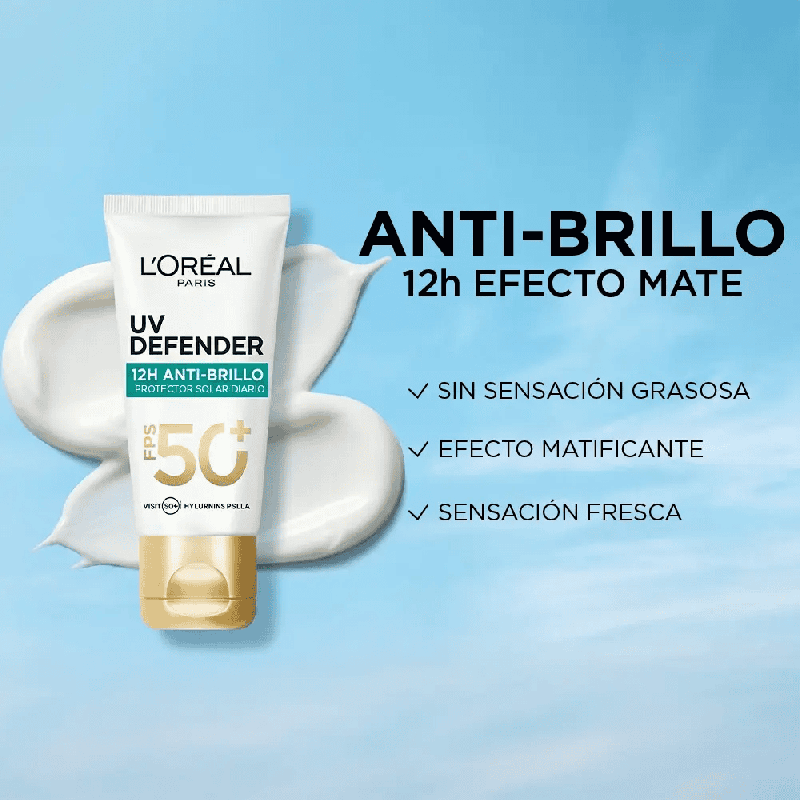 Bloqueador UV Defender Anti-Brillo Sin Color FPS 50+ 40 ml
