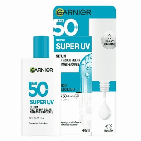 Protector Solar Facial Fluido Anti-Imperfecciones con Ácido Salicílico FPS 50+ Efecto Matificante Super UV